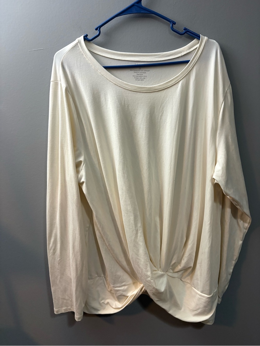 Tahari Cream Twist-Knot Long Sleeve Top
